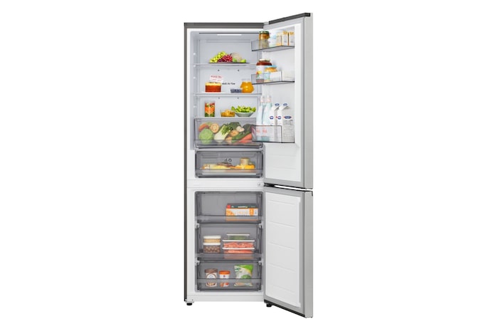 Frigorifero combinato GBBSJ10DPY aperto con alimenti